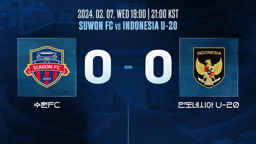 Laga Uji Coba Timnas Indonesia U-20 vs Suwon FC Berakhir Imbang