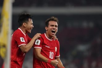 Selebrasi Egy Maulana Vikri setelah berhasil jebol gawang Vietnam di laga leg pertama Kualifikasi Piala Dunia 2026 (foto: Instagram)