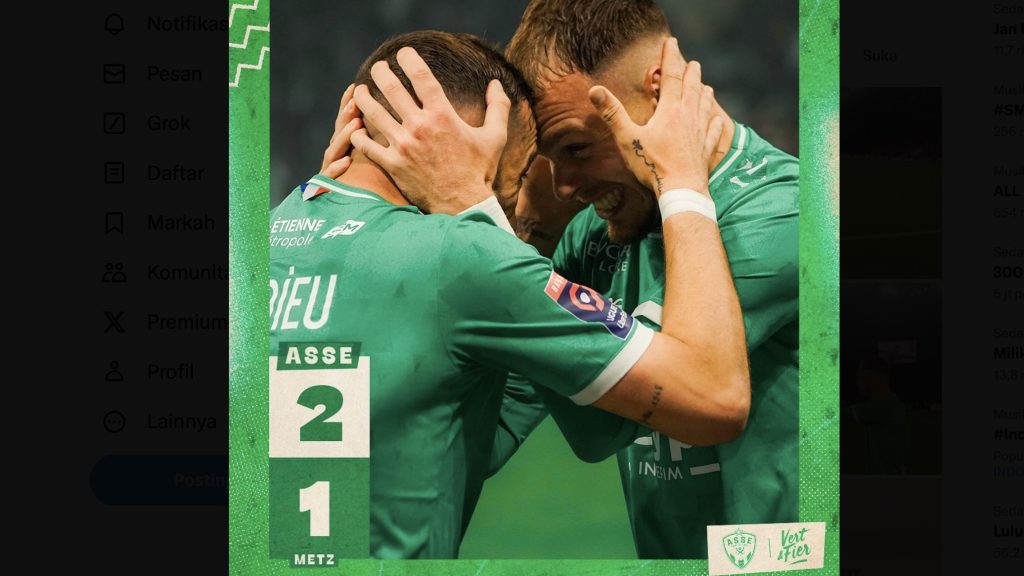 turunminum.id Ligue 1 Drama Playoff: Saint-Etienne Taklukkan Metz 2-1 di Leg Pertama Promosi/Degradasi Ligue 1 Saint-Etienne vs Metz, Les Verts Menang di Laga Leg Pertama Playoff Promosi/Degradasi Ligue 1 (foto: instagram)