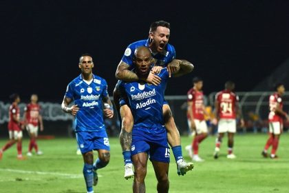 David da Silva merayakan golnya ke gawang Bali United (Foto: Persib.id/ Barly Isham)