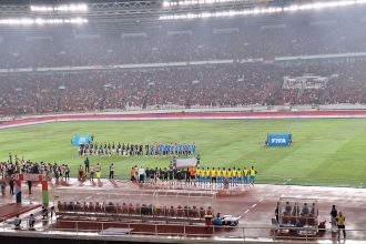 Timnas Indonesia unggul sementara 1-0 atas Filipina (Foto: Turunminum.id/da Yerimon)