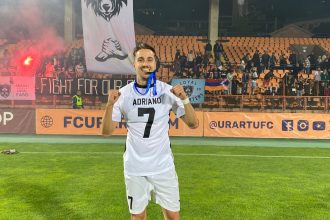 Adriano Castanheira saat merayakan gelar juara Piala Armenia bersama FC Ararat (Foto: Malut United/Istimewa)