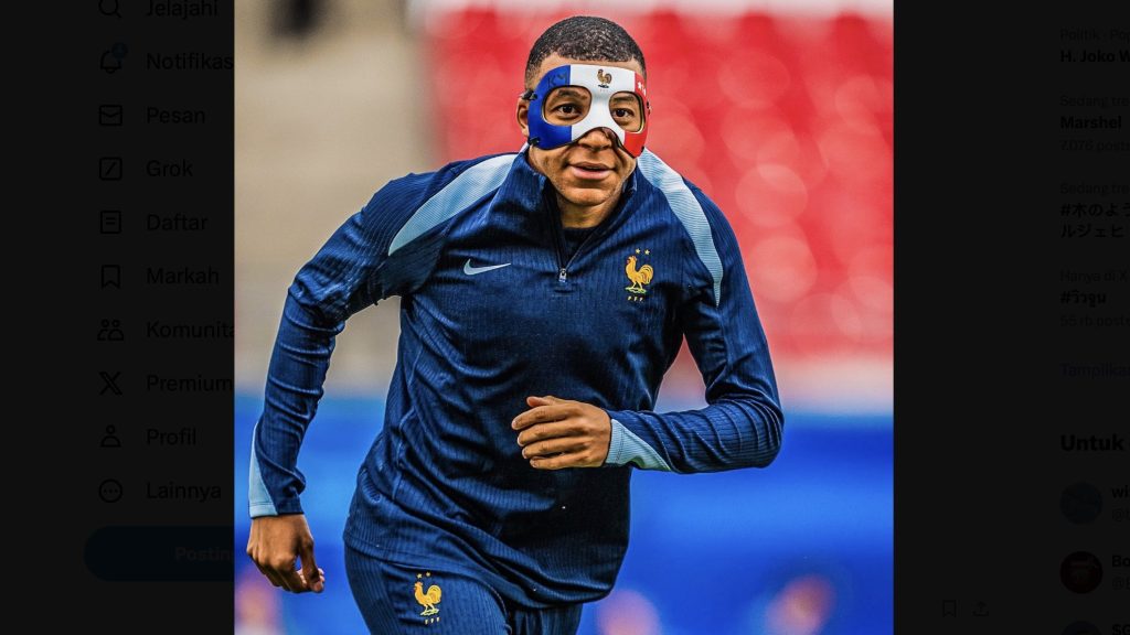 turunminum.id Eropa UEFA UEFA Mengancam Penggunaan Masker Pelindung Kylian Mbappe di Euro 2024 UEFA Mengancam Penggunaan Masker Pelindung Kylian Mbappe di Euro 2024 (foto: twitter)
