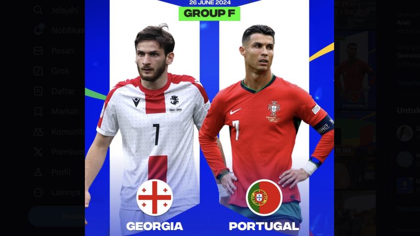 Georgia Berusaha Lolos ke 16 Besar, Hadapi Portugal di Laga Terakhir Grup F (foto: twitter)