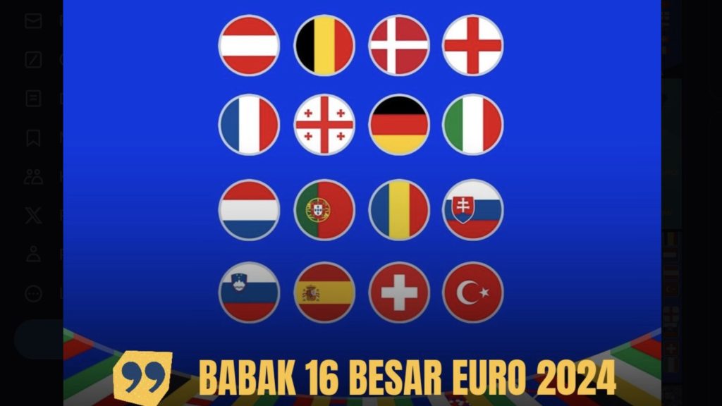 turunminum.id Eropa UEFA Jadwal Lengkap Pertandingan Babak 16 Besar Euro 2024, Akhir Pekan Ini Swiss vs Italia Jadwal Lengkap Pertandingan Babak 16 Besar Euro 2024 (foto: twitter)