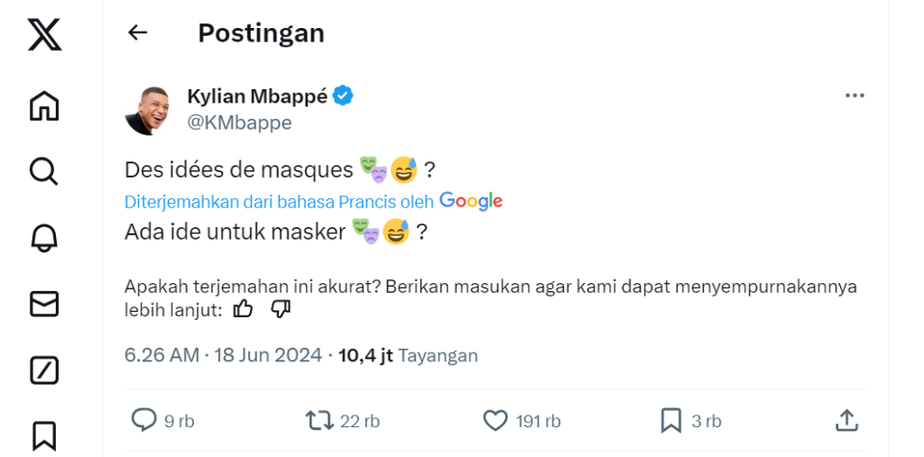 turunminum.id Eropa UEFA Hidung Patah, Kylian Mbappe Minta Ide Topeng ke Netizen turunminum.id Hidung Patah, Kylian Mbappe Minta Ide Topeng ke Netizen