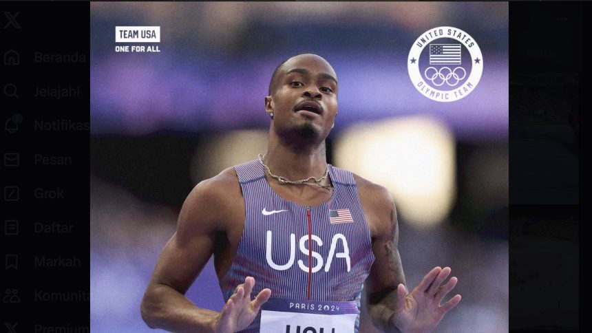 Emas Quincy Hall Lari 400 Meter di Paris 2024 (foto: x)