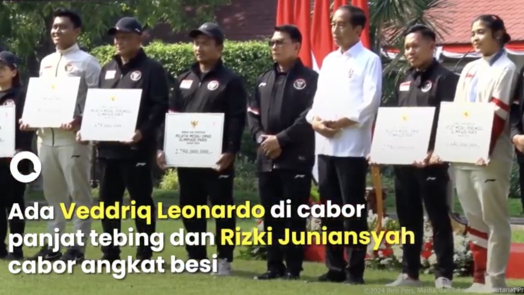 turunminum.id Ragam Presiden Jokowi Serahkan Bonus Olimpiade 2024, Peraih Emas Dapat Rp6 Miliar Bonus Rp1,65 Miliar bagi Atlet Emas Paris 2024 (foto: x)