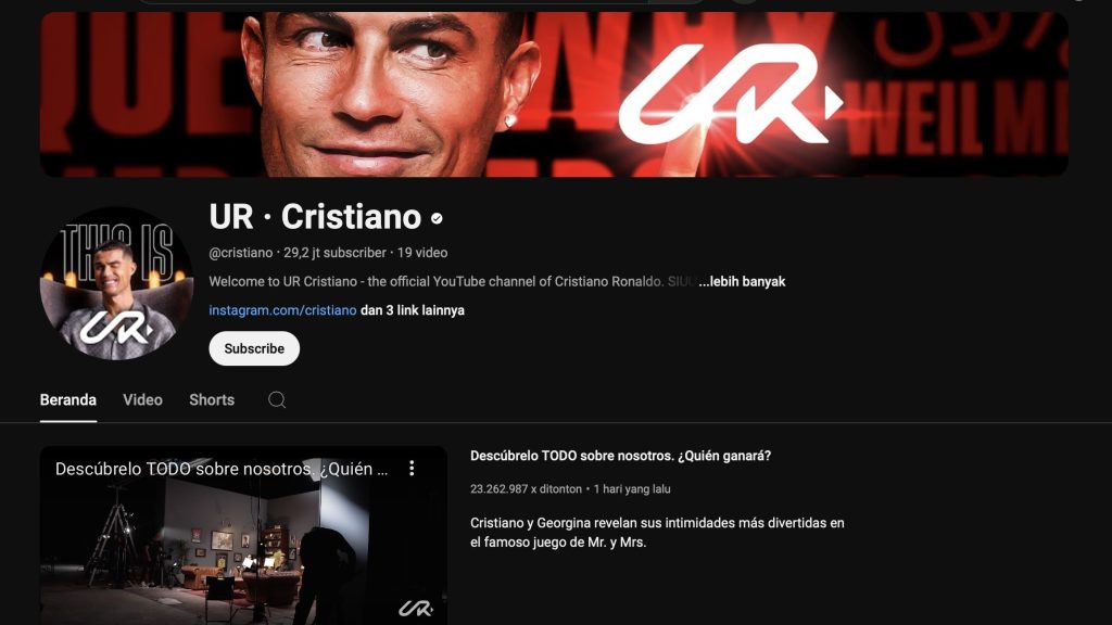 turunminum.id Ragam Ronaldo Raih 20 Juta Subscriber YouTube Sehari Ronaldo Raih 20 Juta Subscriber YouTube Sehari (foto: x)