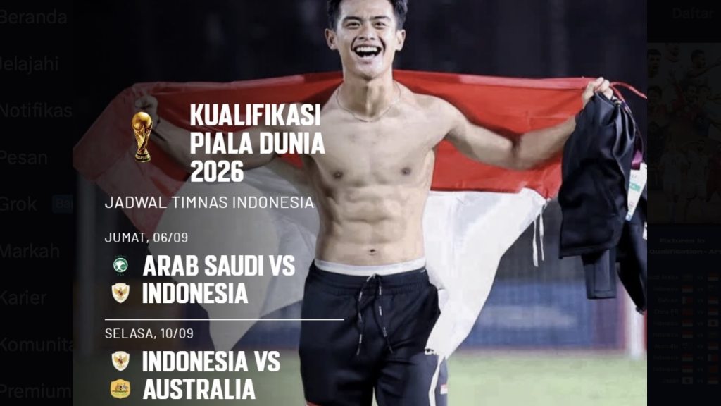 turunminum.id Piala Dunia Jadwal Timnas Indonesia Kualifikasi Piala Dunia 2026 Jadwal Timnas Indonesia Kualifikasi Piala Dunia 2026 (foto: x)