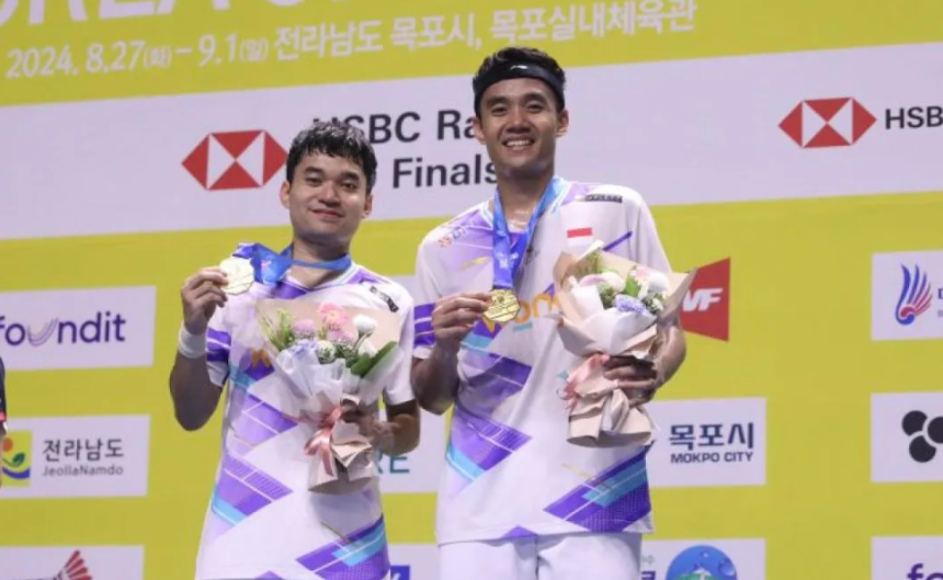 turunminum.id Leo Rolly Carnando/Bagas Maulana Tak Ingin Cepat Puas Usai Menjuarai Korea Open 2024